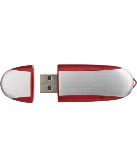 Czerwono-srebrny pendrive 64GB z możliwością nadruku
