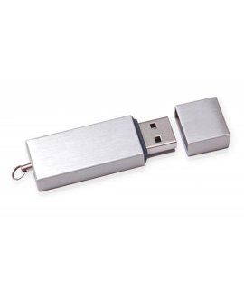 Srebrny pendrive 2GB z grawerem i brelokiem