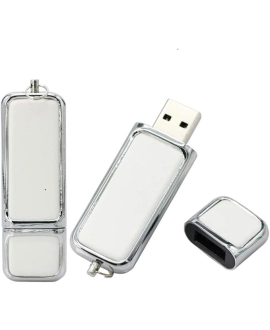 Pendrive ze skóry biały 64GB USB 3.0 z logo