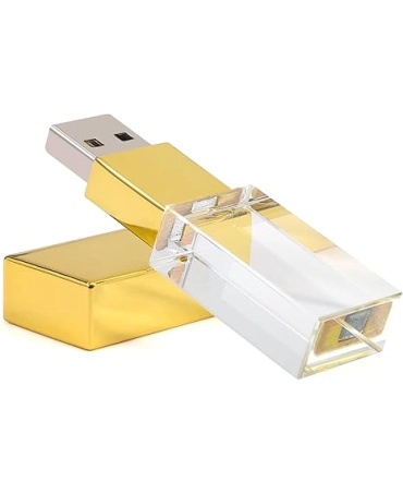 Szklany pendrive 128GB USB 3.0 ze złotym wykończeniem